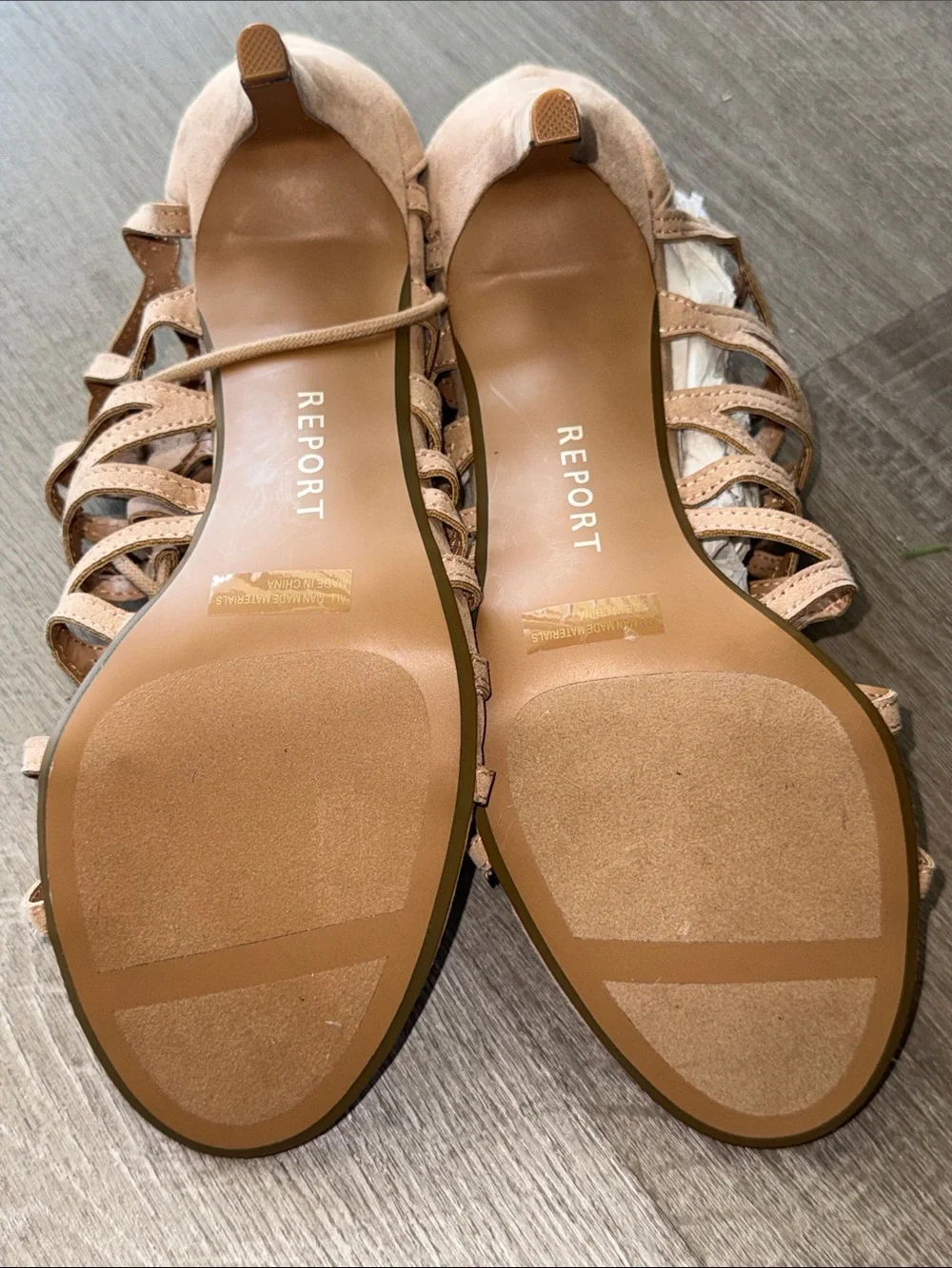 Report Nude/Tan Lace-Up Strappy High Heel Sandals